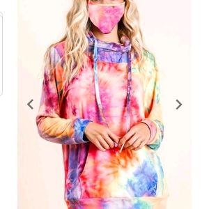 💚☘Bibi mask combo yummy neon cowl tie dye top